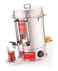 Kahramanlar 2200 W Çelik Tek Demlikli 160 Bardak Çift Musluklu Çelik Elektrikli Semaver Gri