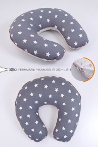 Umaybebek Pamuklu Yıkanabilir Gri Emzirme Yastığı