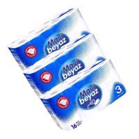 Mavi Beyaz 2 Katlı 3x16'lı Rulo Tuvalet Kağıdı