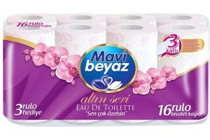 Mavi Beyaz 3 Katlı Kokulu Renkli 16'lı Rulo Tuvalet Kağıdı