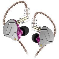 Kz ZSN Pro Silikonlu Mikrofonlu Örgülü 3.5 mm Jak Kablolu Kulaklık Mor