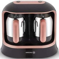 Korkmaz Kahvekolik 2 Hazneli 8 Fincan Közde Kahve Tadında 800 W Siyah-Rose Gold Türk Kahvesi Makinesi