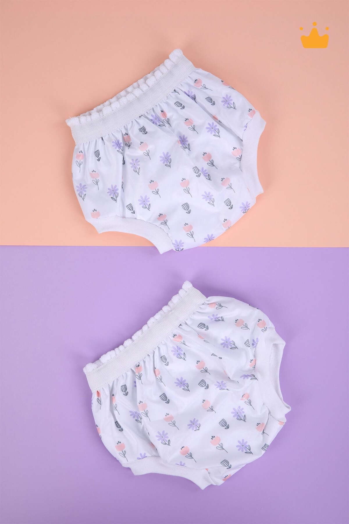 Babyhola 1528 10 - 15 kg 2'li Sızdırmayan Yıkanabilir Çiçek Desenli Alıştırma Külodu