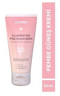 Luis Bien Pembe Renkli 50+ Faktör Tüm Ciltler İçin Nemlendirici Ton Eşitleyici Aydınlatıcı Kapatıcılı Yüz Güneş Kremi 50 ml