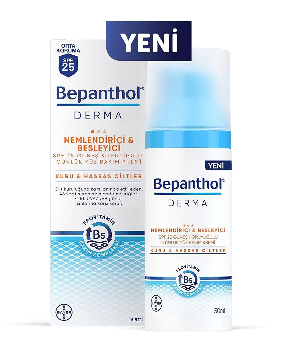 Bepanthol Derma 25 Faktör Hassas ve Kuru Ciltler İçin Nemlendirici Yağlı Yüz Güneş Kremi 50 ml