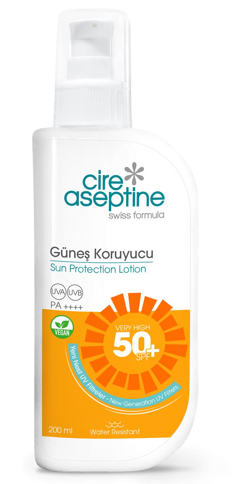 Cire Aseptine 50+ Faktör Tüm Ciltler İçin Leke Karşıtı Nemlendirici Suya Dayanıklı Yüz Güneş Kremi 200 ml