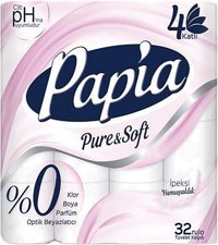 Papia 4 Katlı 32'li Rulo Tuvalet Kağıdı