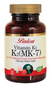 Balen K2 Mk7 Vitamin K2 Ve D Vitamini Yetişkin Vitamin 60 Adet Kapsül