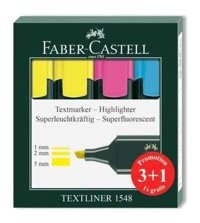 Faber-Castell Textliner 4'lü Neon Renkli Fosforlu Kalem Seti