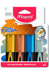 Maped Glitter Simli 4'lü Metalik Renkli Fosforlu Kalem Seti