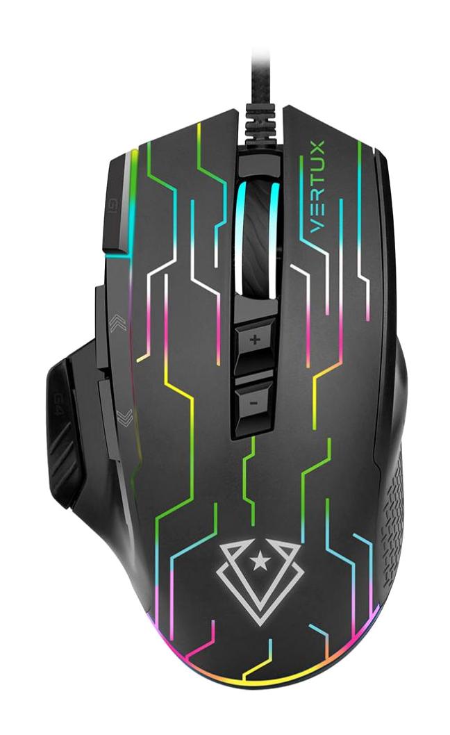 Vertux Kryptonite RGB Ergonomik Makrolu Kablolu Siyah Optik Gaming Mouse