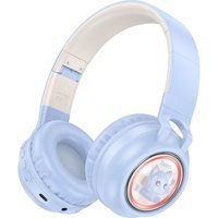 Hoco W50 Tek Mikrofonlu 5.3 Silikonsuz Kablosuz Kulak Üstü Bluetooth Kulaklık Mavi