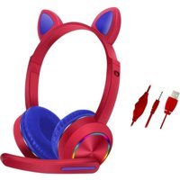 Karler Bass AKZ020 Tek Mikrofonlu 5.0 Silikonsuz Oyuncu Kablosuz Kulak Üstü Bluetooth Kulaklık Kırmızı