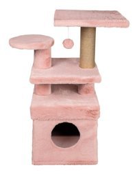 Dubex Oturaklı Oyuncaklı Katlı 85 cm Kedi Tırmalama Evi Pembe