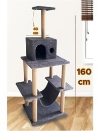 Kayton Dev Boy Hamaklı Oturaklı Oyuncaklı Katlı 160 cm Kedi Tırmalama Evi