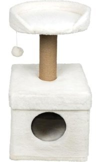 Dubex Oturaklı Oyuncaklı 72 cm Kedi Tırmalama Evi Beyaz