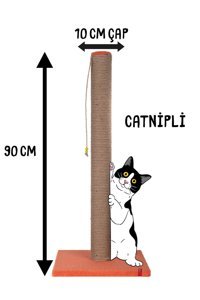 Pugalo Oyuncaklı Kedi Otlu 90 cm Kedi Tırmalama Direği Turuncu