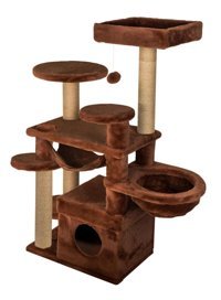Dubex Oturaklı Oyuncaklı Katlı 129 cm Kedi Tırmalama Evi Bordo