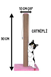 Pugalo Oyuncaklı Kedi Otlu 90 cm Kedi Tırmalama Direği Pembe