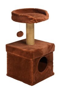 Dubex Oturaklı Oyuncaklı 72 cm Kedi Tırmalama Evi Kahverengi