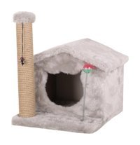 Misspet Oyuncaklı 50 cm Kedi Tırmalama Evi Gri