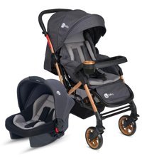 4 Baby Active Plus Çift Yönlü Katlanır Tek Elle Kapanan 360 Derece Dönebilen Tam Yatar Travel Sistem Kabin Tipi Bebek Arabası Gri