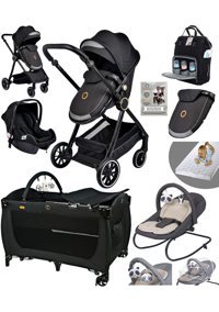 Baby Home Çift Yönlü Katlanır Tek Elle Kapanan 360 Derece Dönebilen Tam Yatar Travel Sistem Bebek Arabası Siyah