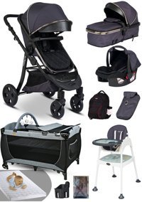 Baby Home 985 Çift Yönlü 360 Derece Dönebilen Tam Yatar Travel Sistem Bebek Arabası Gri
