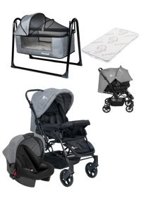 4 Baby One Çift Yönlü Katlanır 360 Derece Dönebilen Tam Yatar Puset - Travel Sistem Bebek Arabası Siyah - Kahverengi