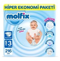 Molfix Anne Kucağı Gibi Rahat 3 Numara Bantlı Bebek Bezi 2x108 Adet