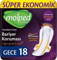 Molped SuperNight İnce 18'li Hijyenik Ped 4 Adet