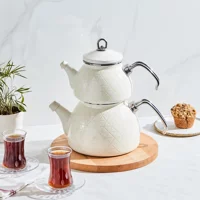 Karaca Kristal Emaye Çaydanlık Krem