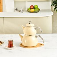 Karaca Erva Indüksiyon Tabanlı Emaye Çaydanlık Krem