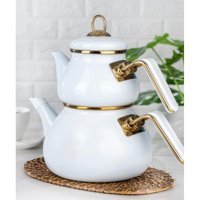 Acar Qualita Roly&Poly Emaye Çaydanlık Beyaz