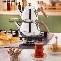 Schafer Tea Chef Çelik Ahşap Kulplu Çaydanlık Gümüş
