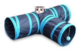 Haqos Carno Kedi Otlu Peluş Tüylü Isırma Yavru-Yetişkin Kedi Tüneli Kedi Oyuncağı