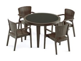 Bintaş Mobilya 90x90 cm Siyah Yuvarlak Plastik Bahçe Masası