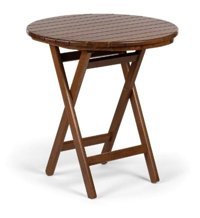 Ustoll Furniture Buzludja 70 cm Kahverengi Katlanabilir Yuvarlak Ahşap Bahçe Masası