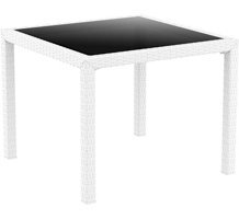 Siesta Bali 94x94 cm Beyaz-Siyah Kare Plastik Bahçe Masası