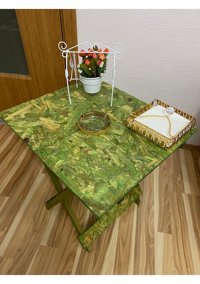 Apak Ahşap 60x50 cm Yeşil Katlanabilir Dikdörtgen Ahşap Bahçe Masası
