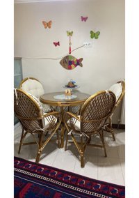 Klas Bambu Mobilya Şirin 90x90 cm Şeffaf Yuvarlak Ahşap Bahçe Masası