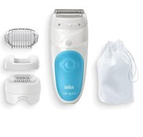 Braun Silk-Epil 5 5605 SensoSmart Tüm Vücut Kaş Bıyık Koltuk Altı Bacak için 3 Başlıklı Kablosuz Islak Kuru Epilatör Beyaz