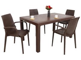 Galleon Design Luna Elit 90x150 cm Kahverengi Dikdörtgen Rattan Bahçe Masası