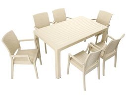 Galleon Design Luna Elit 90x150 cm Çöl Beji Dikdörtgen Rattan Bahçe Masası