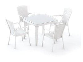 Bintaş Mobilya 90x90 cm Beyaz Kare Plastik Bahçe Masası