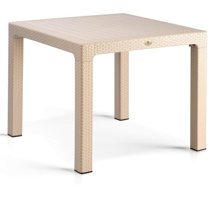 Bahex 90x90 cm Bej Kare Plastik Bahçe Masası