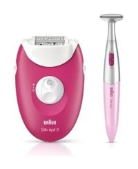 Braun Silk-Epil 3 3420 + Genital Bölge Tüm Vücut Koltuk Altı Bacak için 20 Cımbızlı Kablolu Işıklı Epilatör Pembe