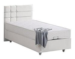 Setay Mobilya Almada Letto 120x200 cm Başlıklı Yataklı Sandıklı Tek Kişilik Baza Seti Beyaz