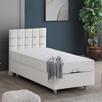Setay Mobilya Tavira 120x200 cm Başlıklı Yataklı Sandıklı Tek Kişilik Baza Seti Beyaz