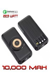 Rugged Quick Fast 10000 mAh Hızlı Şarj Lightning-Type C-USB Çoklu Bağlantı Powerbank Siyah